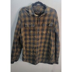 Filson Buffalo Check Button Down Shirt Mens Medium Brown Cotton‎ Workwear